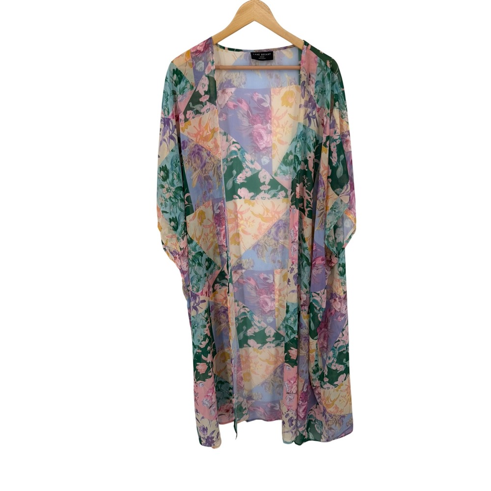 Lane Bryant Kimono Duster Womens One Size Floral Patchwork Flowy Lightweight